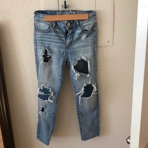 Hi rise cropped distressed jegging